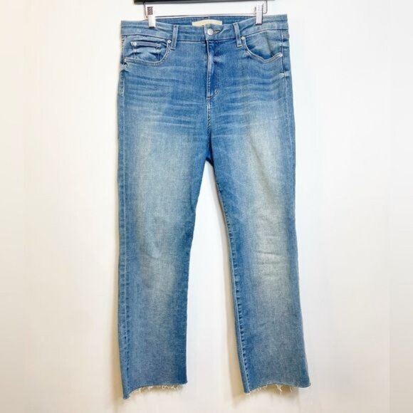 Joes Jeans Hi Honey Hi Rise Curvy Cropped Boot Blue Denim Jeans Size 32 Raw Hem - Picture 4 of 11